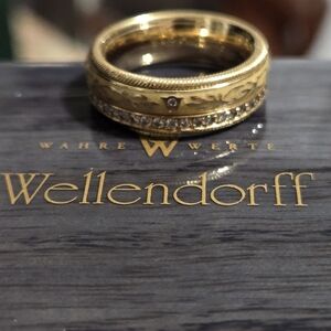 Wellendorff 18k YG Diamond Forget Me Not Spinner Size 6/ EU 52 Ring 12.2g .45ct